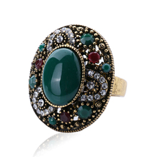 2015  Vintage Rings For Women 18K Gold Tibetan Silver Alloy Oval Turquoise Ring Ruby Jewelry Free Shipping