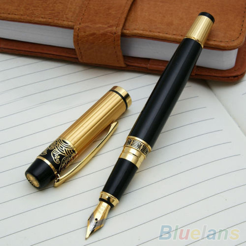 901 Hero Fountain Pen Meduim Nib Metal Plastic Golden Black Color Sign Pens