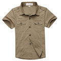 2016 New Fashion boys shirt 100 cotton clothes personalized solid color casual Shirt outdoor military style