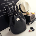 Solid Color Plain Small Backpack Fashoin Zipper Magnetic Button Pleated Bag Women Japan Style Soft Leather