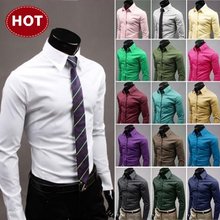 2015 Mens Slim fit Unique neckline stylish Dress long Sleeve Shirts Mens dress shirts 17colors size