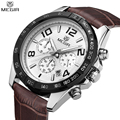 MEGIR Date Chronograph Sports Watches Charm Men Genuine Leather Strap Multifunction Waterproof Wristwatch