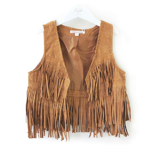 2015 Summer waistcoat for Kids casual vest girls black brown One Piece Clothes Sleeveless Tassel Vest