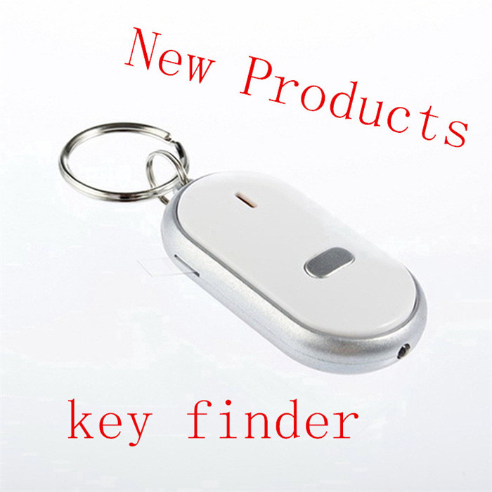 2015 New Locator Find Lost Key White LED Finder Chain Keychain Whistle Sound Control 1pc free