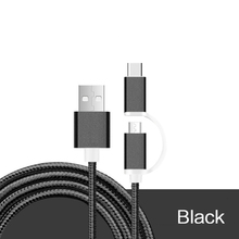 OUDNEAS Braided Stylus Mobile Phone Cables USB 2 in 1 Type-c & Micro Cable 1m Charger For Samsung Lenovo one plus for iPhone 6s