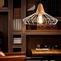 Retro Nordic Industrial Iron Wood Pendant Light Country Art Loft Drop Lamp For Bar Cafe Warehouse