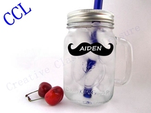 Little Man Mason Free shipping Jar Mustache Wedding Chalkboard Labels Tags Bachelor Party Favor Wine Drink Glass Photo Props