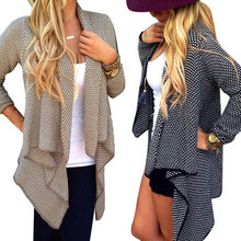 Hot Women Sweater Irregular Cardigan Jacket Small Dot Knit Coat 2 Color