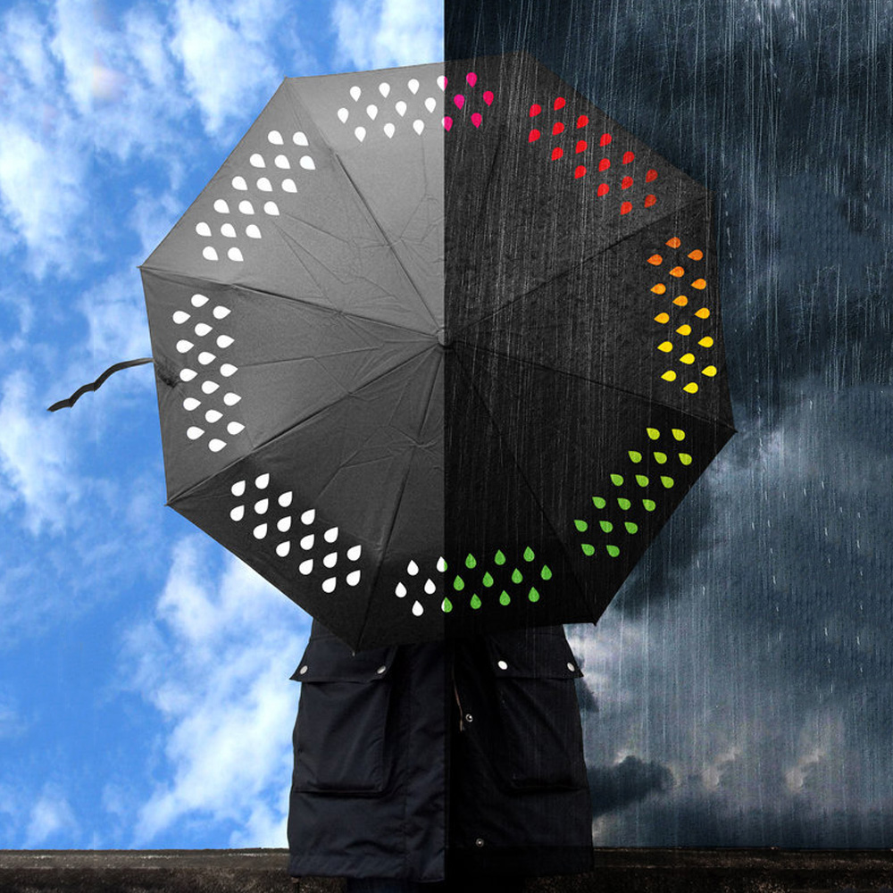 2016 творческая 1 шт. изменение цвета зонтик радуги капли дождя новинка новый год рождественский подарок зонтик дождь женщин для продажи
