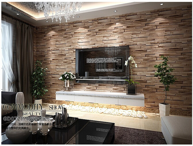 Woonkamer met grijze bakstenen muur: moderne witte en grijze ...