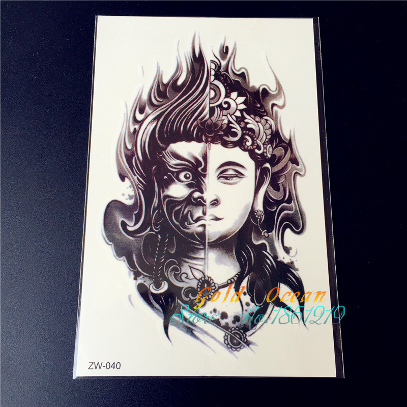 Two Sided Buddha design Armband Temporary Tattoos GZW 040 Mysterious Evil Women Buddhism two faces fire