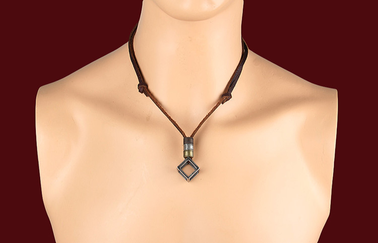 100% Genuine Leather Necklace Punk Vintage Jewelry Box Pendant Necklace Mens Jewellery Sautoir1098690094_541498786