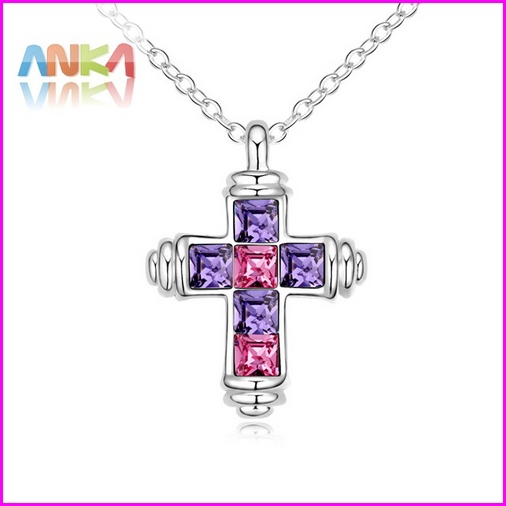 2015 Rushed Sale Trendy Women Link Chain Jewelry 18k Plated Cross Crystal Necklace Made With Swarovski