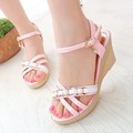 2016 summer women Korean wedge heels sandals shoes teenager girls Rhinestone open toe casual sandals female