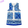 Christmas Girl Dress 2016 Spring Autumn Pattern Print Baby Girl Dresses Sleeveless A line Dobby Princess