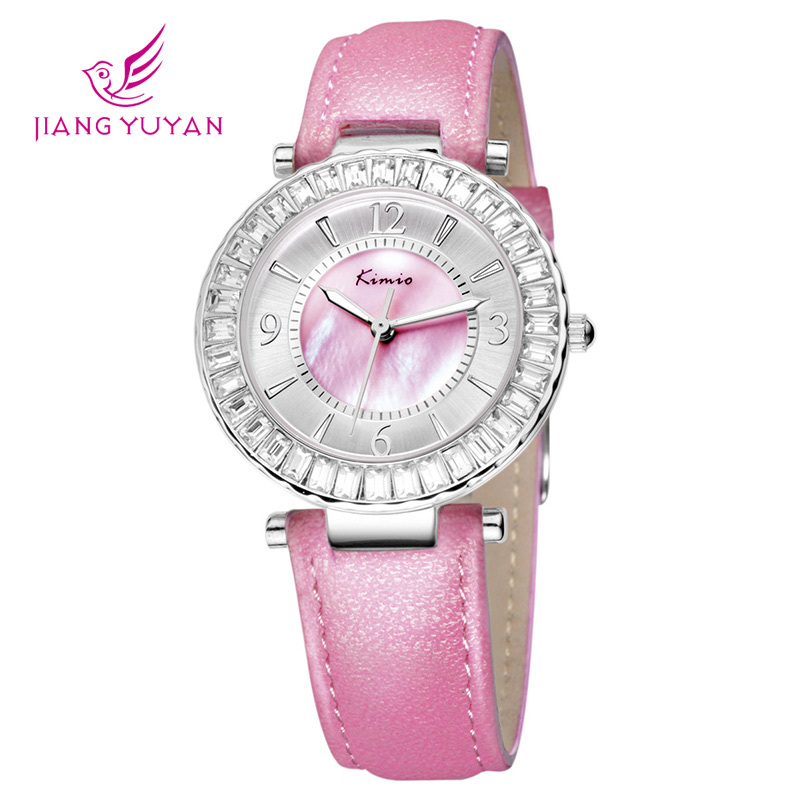Brand KIMIO women watch fashion casual dress clock quartz watch crystal charm diamond watches women leather