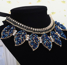 Free shipping 2014 new fashion jewelry accessories punk Metal leaves crystal false collar necklace wholesale Dickie folk women