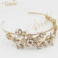 Free Shipping Double Band Pearl And Rhinestone Bridal Headband Wedding Tiara