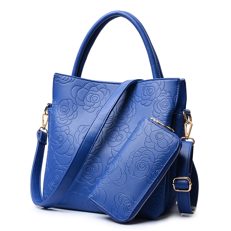 2016 new magnetic clasp rose camellia embossed 2 pieces picture package women shoulder bag ...