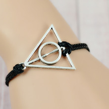Free Shipping! New 2013 DIY Hand-woven 16 Color harry potter silver pendant Wax rope bracelet