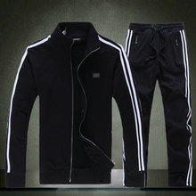 2016 Brand Men Clothing 100% Cotton Zipper Slim Tracksuits Hoodies Mens Casual Jackets Coats + Pants Sport Suit Men Sweatshirts