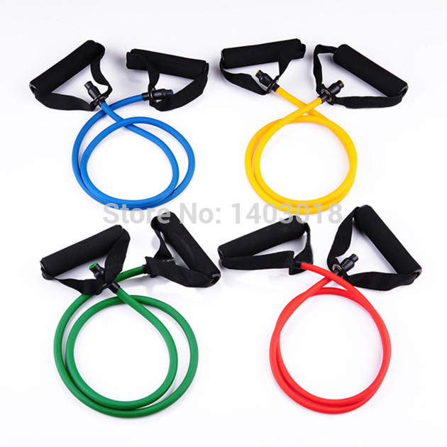 2015 Hot Fitness Resistance Bands 5 color Resistance Rope Tubes Elastic Exercise Bands for Yoga Pilates