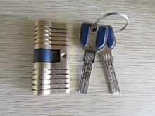 Brass Cutaway Bi-Lock Cylinder for practice with Two U-shape Keys
