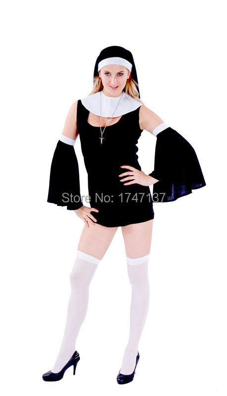 Hot Sale Costumes Women Halloween Sex Nun Role Costume Girl Sexy 