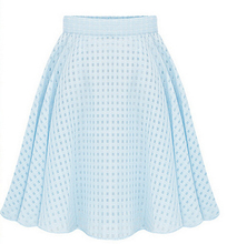 Women Summer Casual Long Skirt High Waist Pleated Plaid Skirts Womens Tutu Skirt Faldas White Black Sea blue
