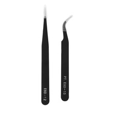 2pcs High Quality Steel Curved Straight Tweezers Makeup Eyelash False Eyelashes Extension Eye Lashes Styling Tool