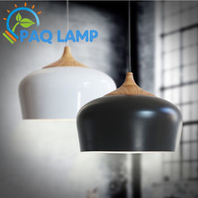Modern pendant light Wood and aluminum lamp black/ white restaurant bar coffee dining room LED hanging light fixture