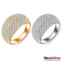 LZESHINE Brand 2015 New Style Arrow Pattern Ring Real Platinum 18K Gold Plated Micro Pave Cubic