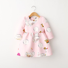 28 New Autumn Children Wedding Dress Baby Girls Dresses Kids Striped Bow Long-Sleeved Lace Princess Casual Dress For Party