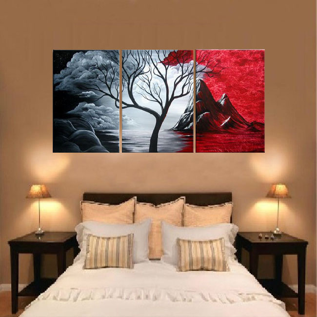... 3191 free shipping handpainted 3 piece canvas wall art red black white oil painting as unique ...