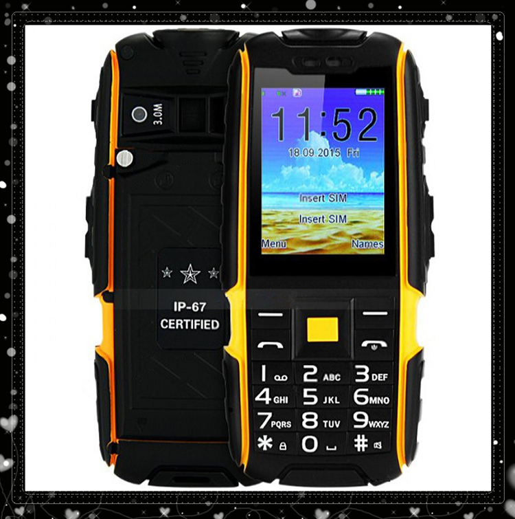 2016 X6000 Outdoor sport waterproof Mobile Phone IP67 torch 6000mAh power bank phone support dual SIM card 2.4