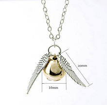 New Harry Potter Necklace 2015 Popular Drop Fine Jewelry Angel Wing Charm Golden Snitch Pendent Necklace