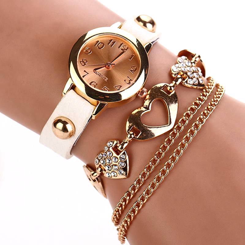 Leather Heart Luxury Wrist Watch Gold Women Dress Watch Designer Belts High Quality Relogio Feminino Marcas