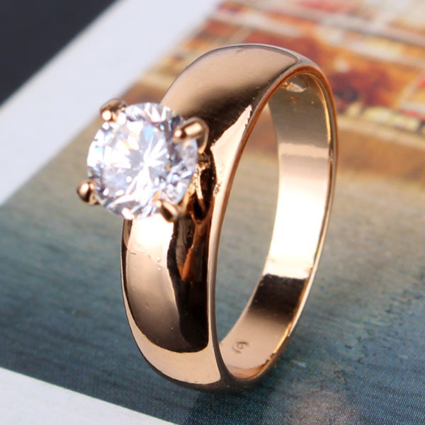 New 2014 18K Gold Plated Round Cut White Zircon CZ Band Engagement Ring For Women Wholesale
