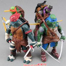 2014 NEW HOT 4 pieces/sets 12cm Anime Cartoon TMNT Teenage Mutant Ninja Turtles PVC Action Figure Toys Dolls boys Gift Christmas
