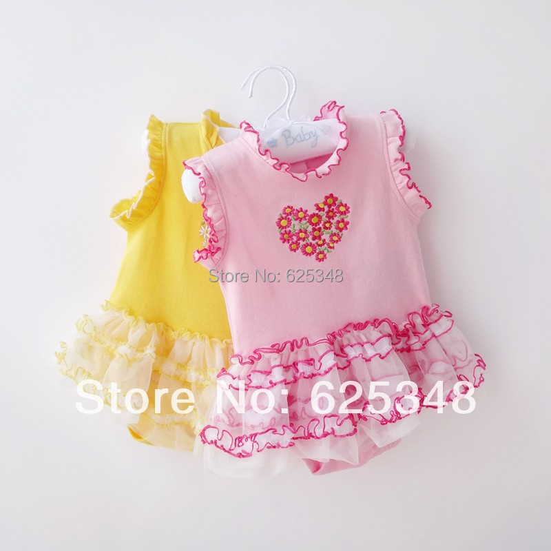 Wholesale 4pcs/lot -2014 Summer Floral Sleeveless Baby Rompers Baby Girls Clothing  Baby Dress