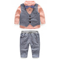 Childrens clothing set boys clothes striped formal tie suit gentleman put kids clothing boys shirt pants