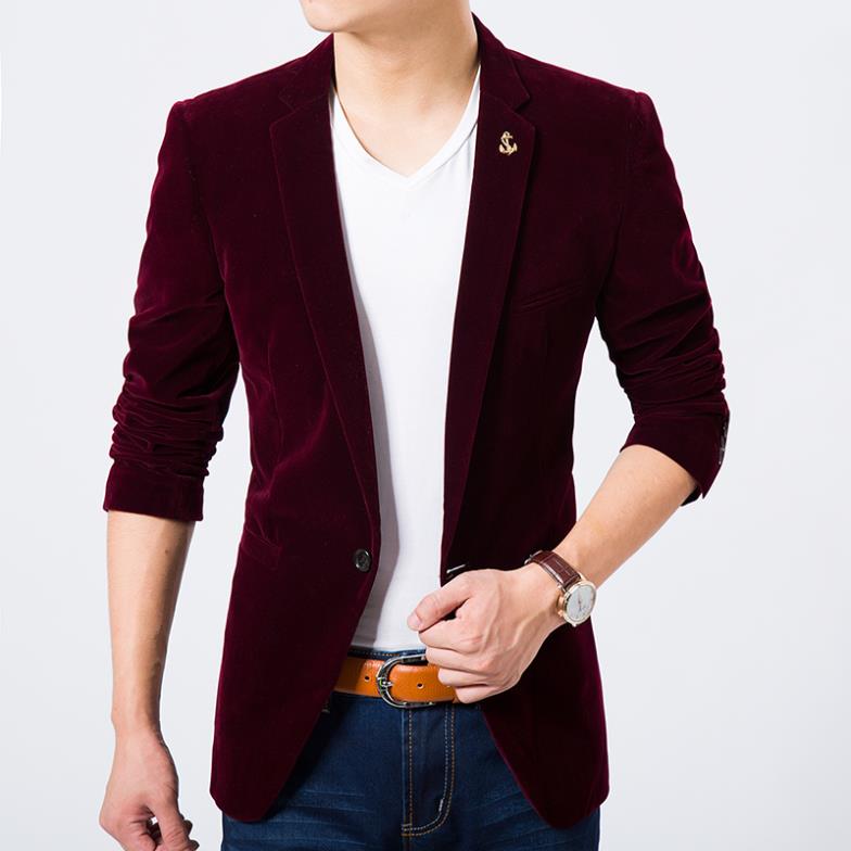 Mens velvet blazer new fashion Slim fit suit jacket plus size 5XL 6XL 4color single button
