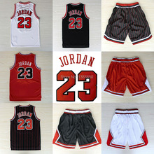 Lowest Price Chicago #23 Michael Jordan Jerseys Basketball Black White Red Stripe shorts High Quality Embroidery logos Retro