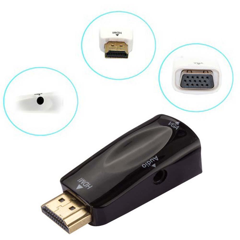 HDMI Male To VGA Female Converter Box Adapter With Audio Cable For PC HDTV BK hdmi to av converter vga conversion pc to hdmi