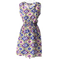 XXL women s cheap chiffon sleeveless floral A line casual o neck Mini dress elbise roupaslarge