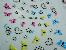 3D Nail Art Sticker beauty black coloured flower bling Glitter 30 sheets lot free shipping