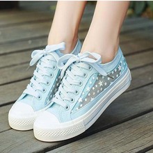 2015 spring and summer flat shoes network cutout female breathable platform canvas shoes women cloth free