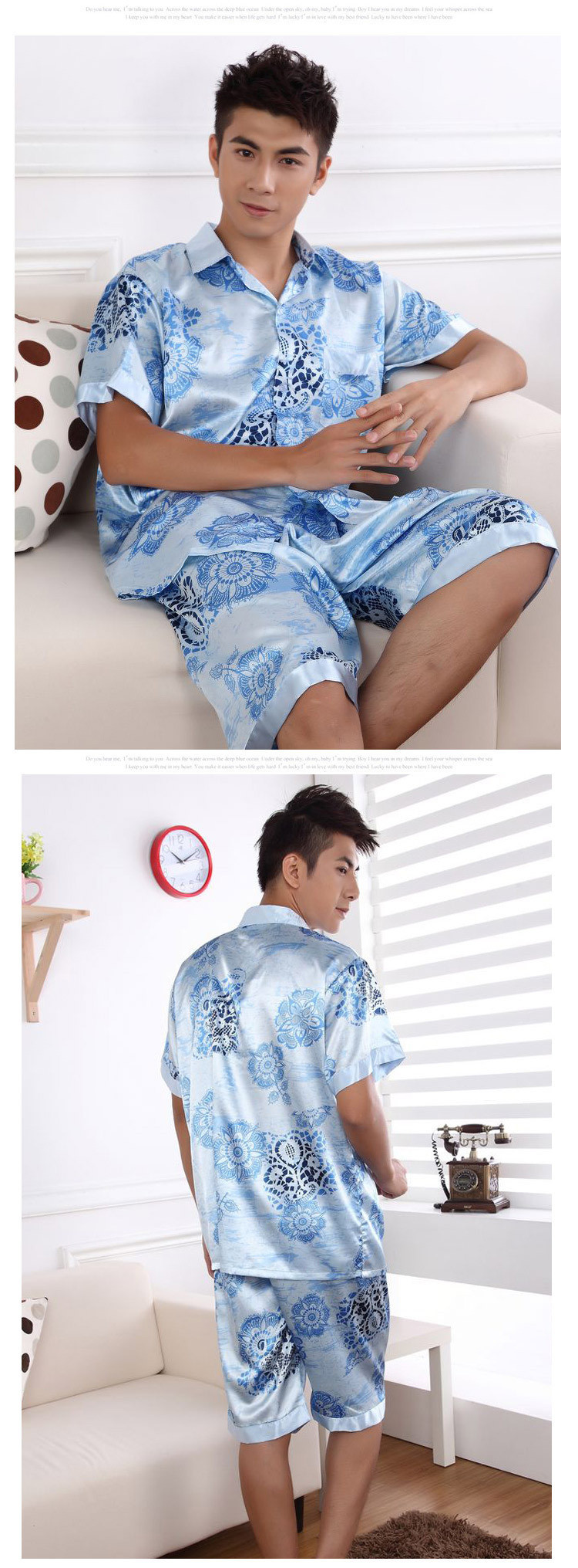 men silk pajama set 174-2