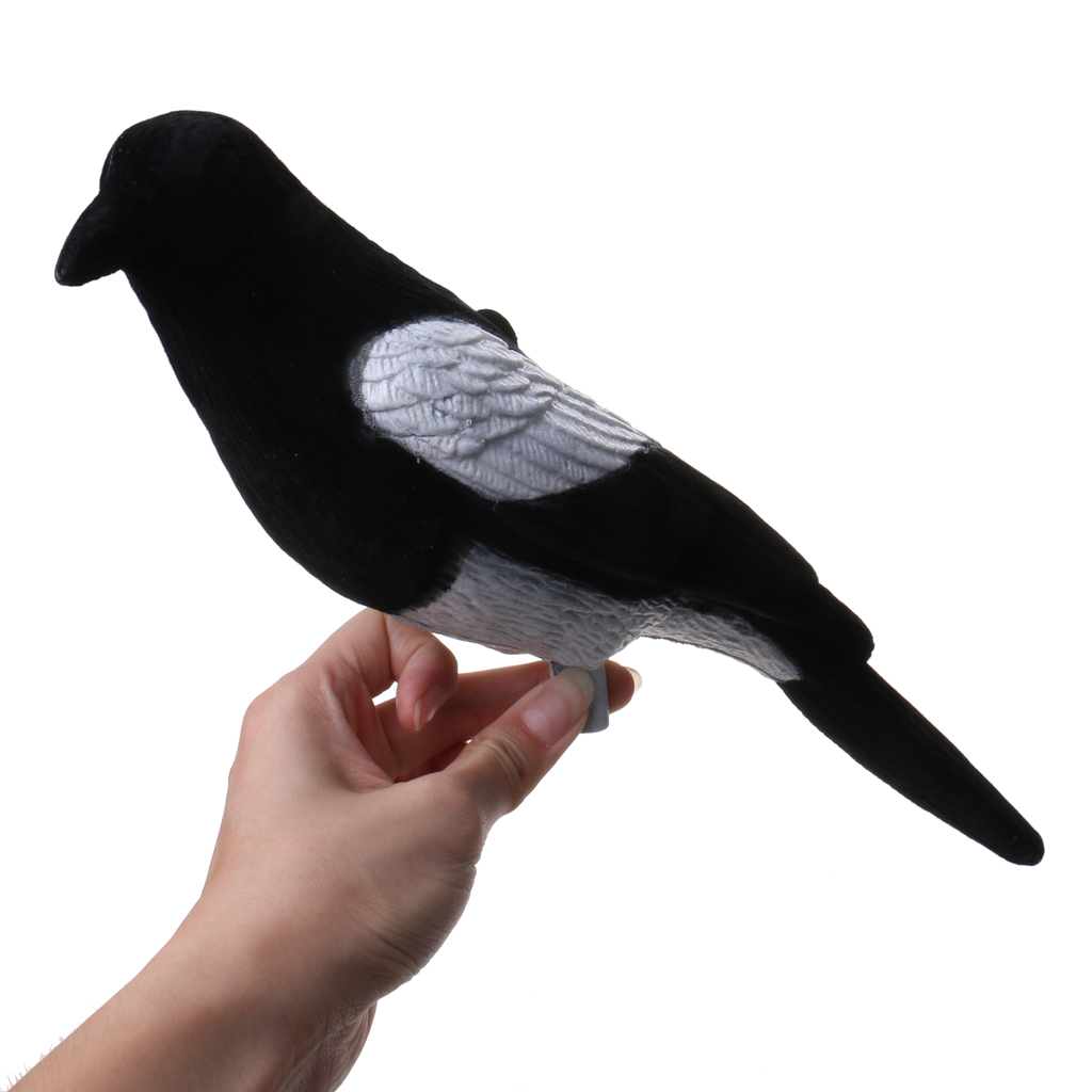 Description Picture 2 of item1 Pc Flocked Magpie Full Body Size Bird Hunting Decoys For Larsen Trap Cage Decoy Hunting Shooting Decoying Accessories Garden