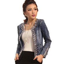 Slim Denim Jackets Outerwear Coats Classical Rhinestone Sequins Retro Jackets Women Coats Elegant Female Jackets chaquetas mujer